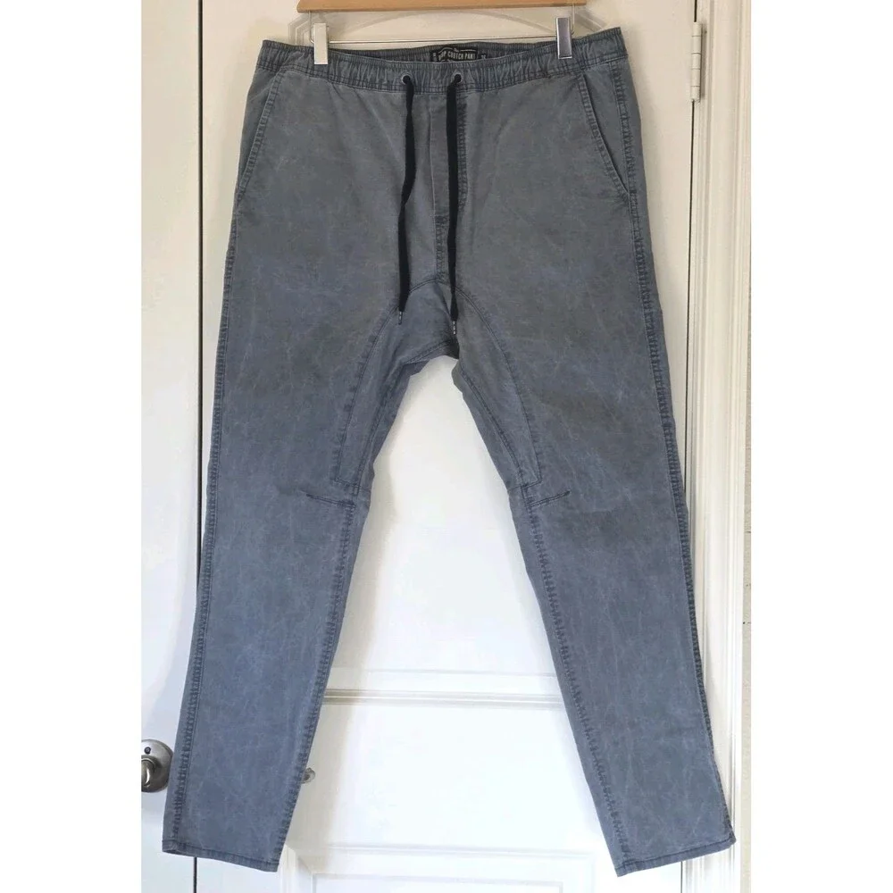 Cotton On Men 36 Washed Gray  Jogger Pants Drop Crotch Tapered Drawstring Jeans